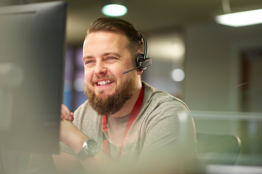 Employee receiving training for workplace skills